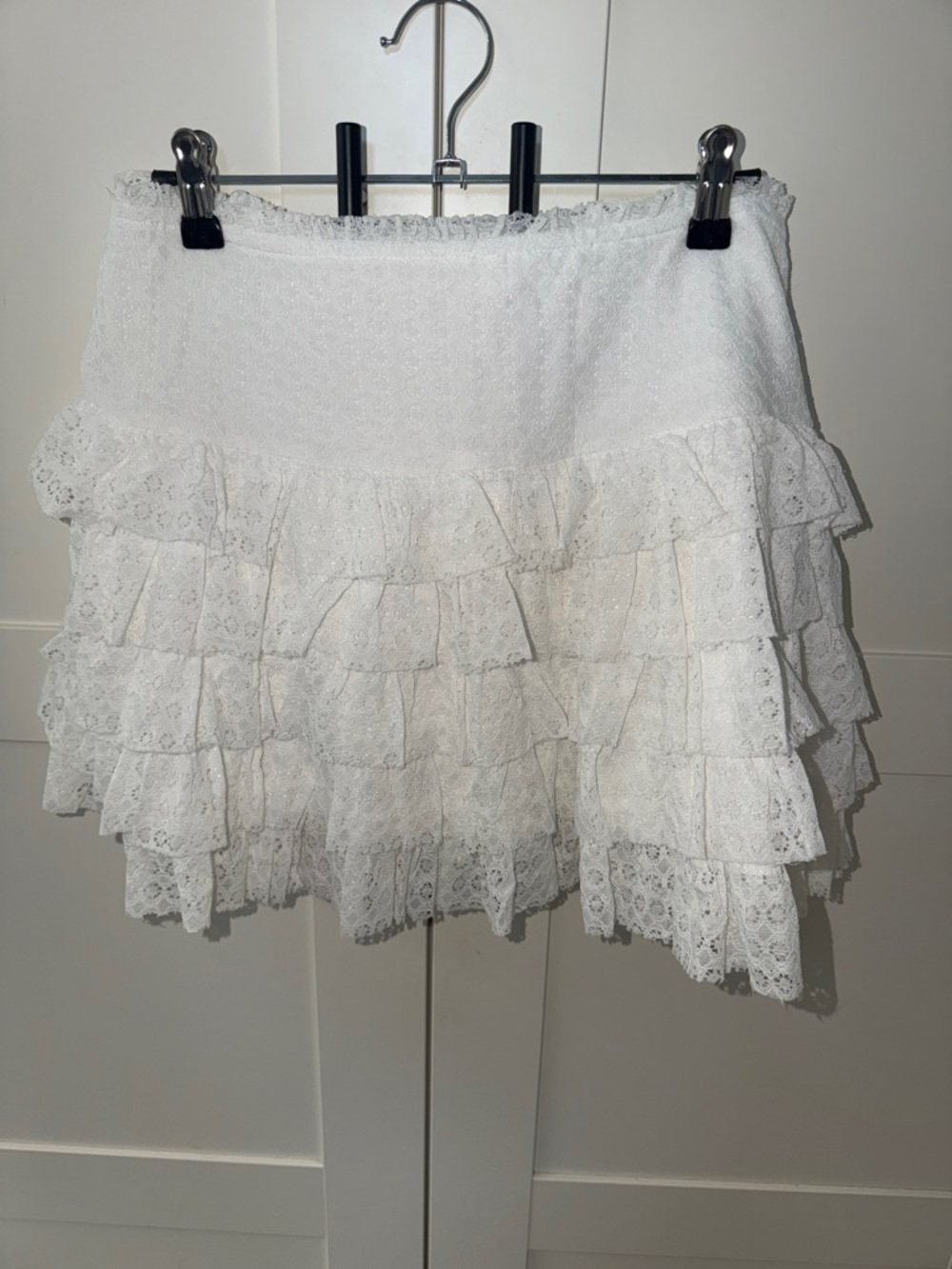 AE White Lace Tiered Mini Skort Sz large